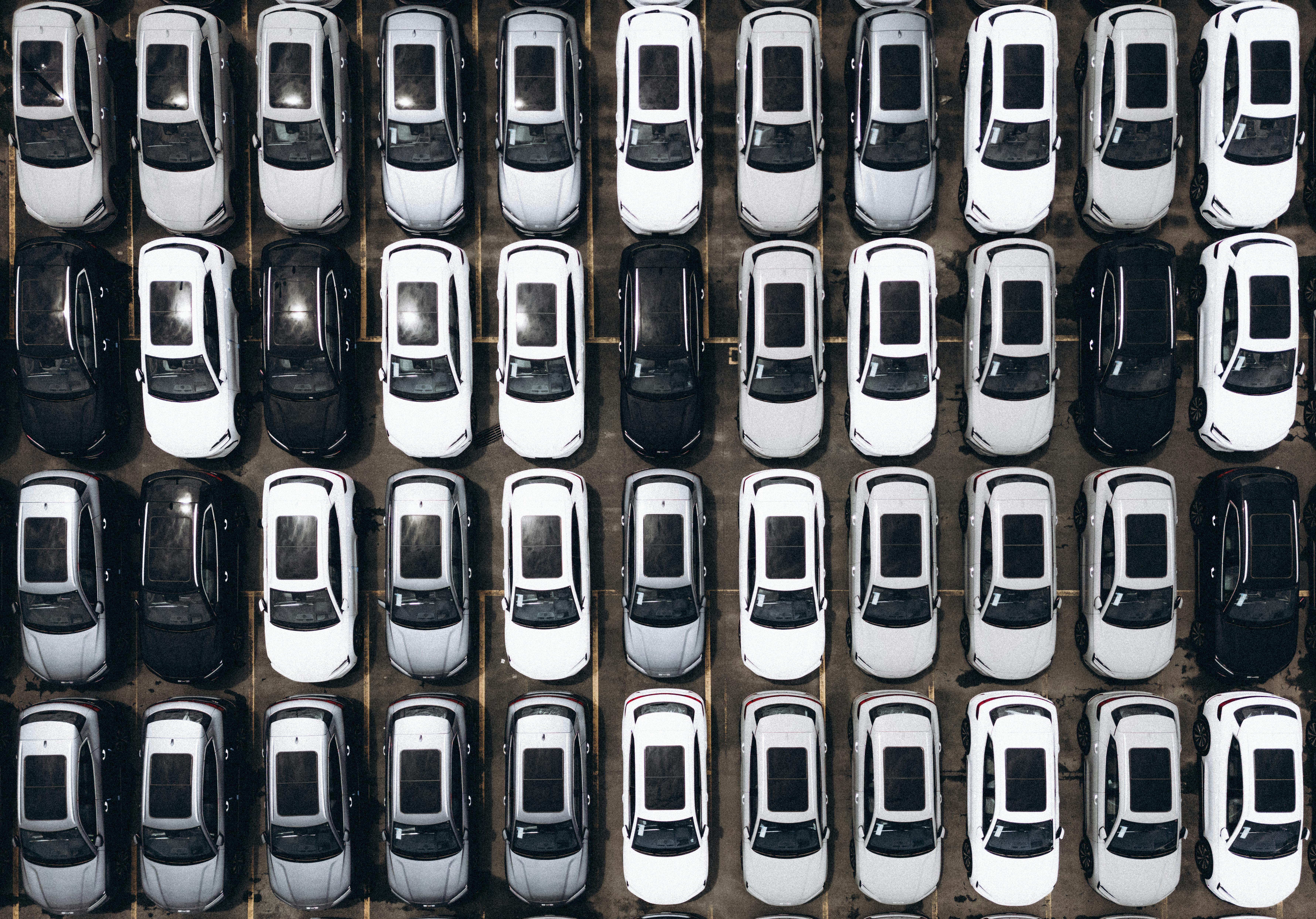 Professional fleet window tinting service for commercial vehicles in San Diego - aerial view of business vehicle fleet